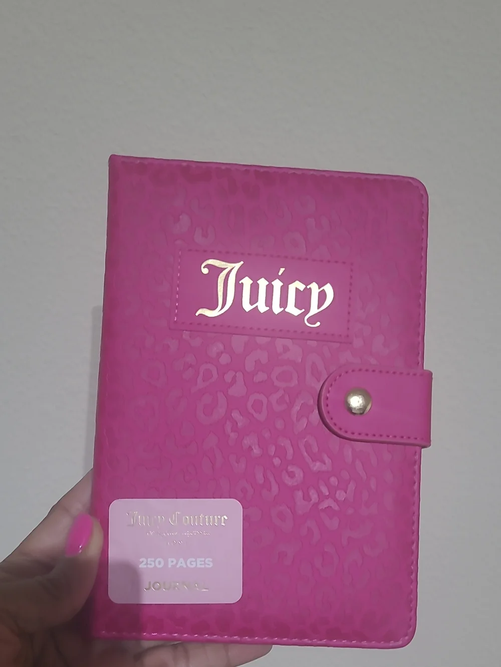 Juicy Couture Hot Pink Leopard-Embossed Journal with Gold Logo